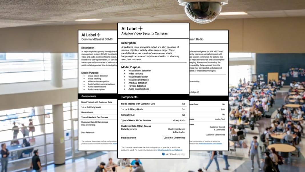 Motorola Solutions introduces AI nutrition labels for safety and security tech