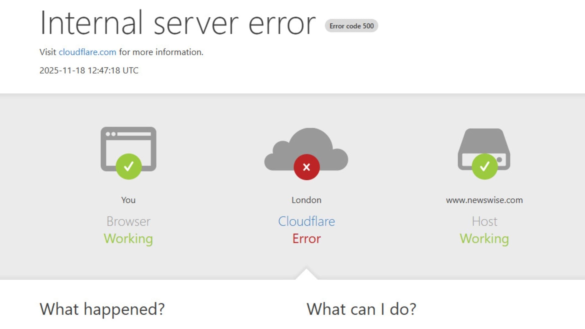 Major web outage affects numerous global sites on 18 November
