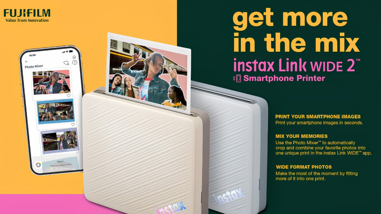 Fujifilm instax Link WIDE 2 adds Photo Mixer collages and wider device support