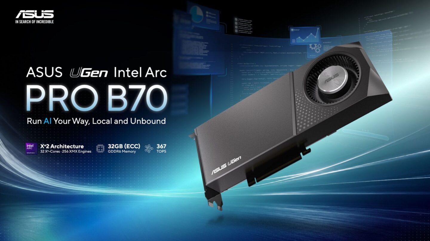 ASUS launches Intel Arc Pro B70 workstation GPU for local AI workloads